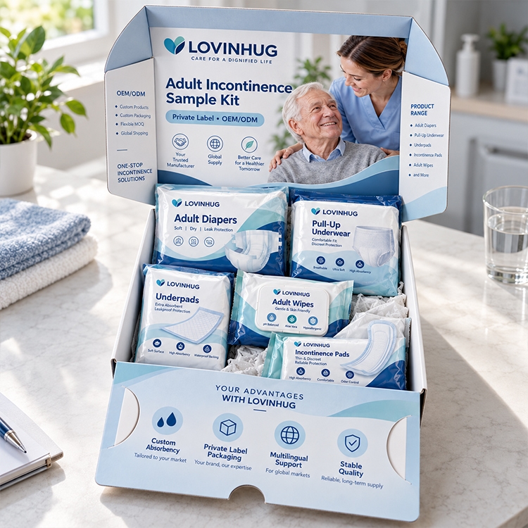 So gestalten Sie Musterpakete für Händler für Inkontinenzprodukte für Erwachsene